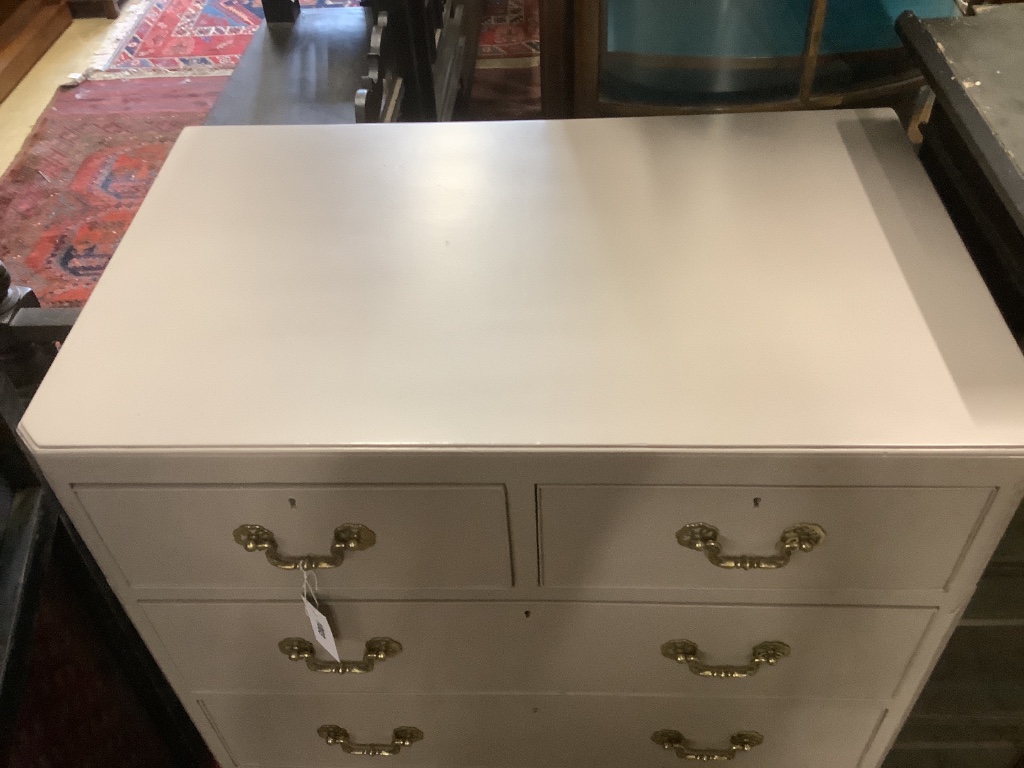 A 1920's pale grey painted chest of six drawers, width 80cm